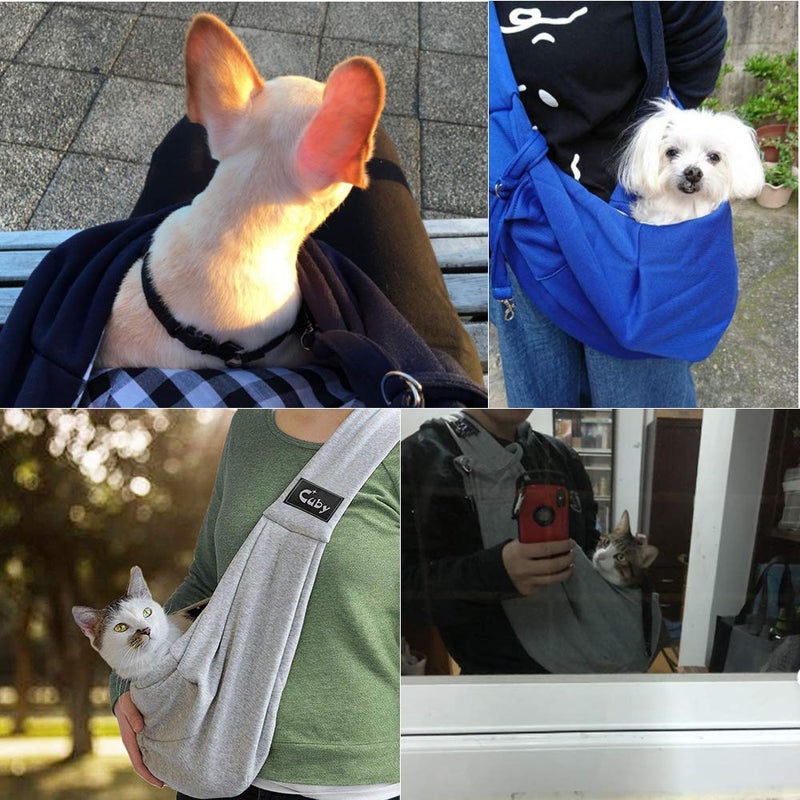CUBY Dog and Cat Sling Carrier - Hands Free Reversible Pet Papoose Bag - Soft Pouch and Tote Design - Suitable for Puppy, Small Dogs Cats Outdoor (Grey, Adjust Strap 1.0) - Image 5